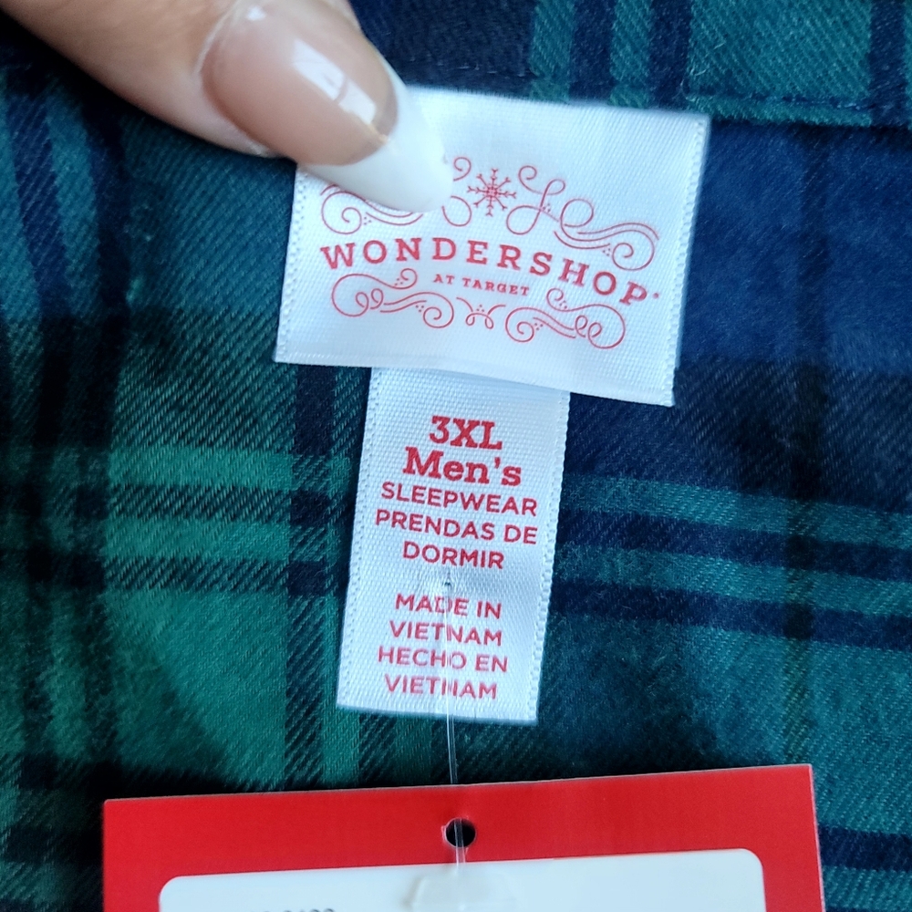 Target Wondershop Men's Plaid Flannel Sleepwear Set Navy Blue 3XL Big & Tall - Picture 6 of 7